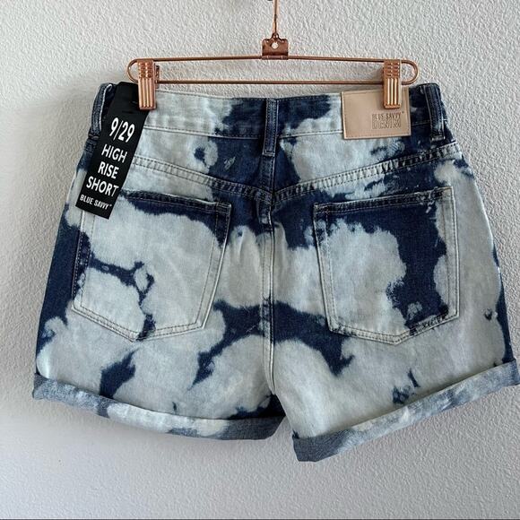 NWT Blue Savvy Acid Bleach Wash Denim Jean 100% Cotton Shorts 9 / 29 - Picture 2 of 10